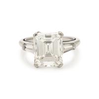 Emerald Cut Diamond and Platinum Ring
