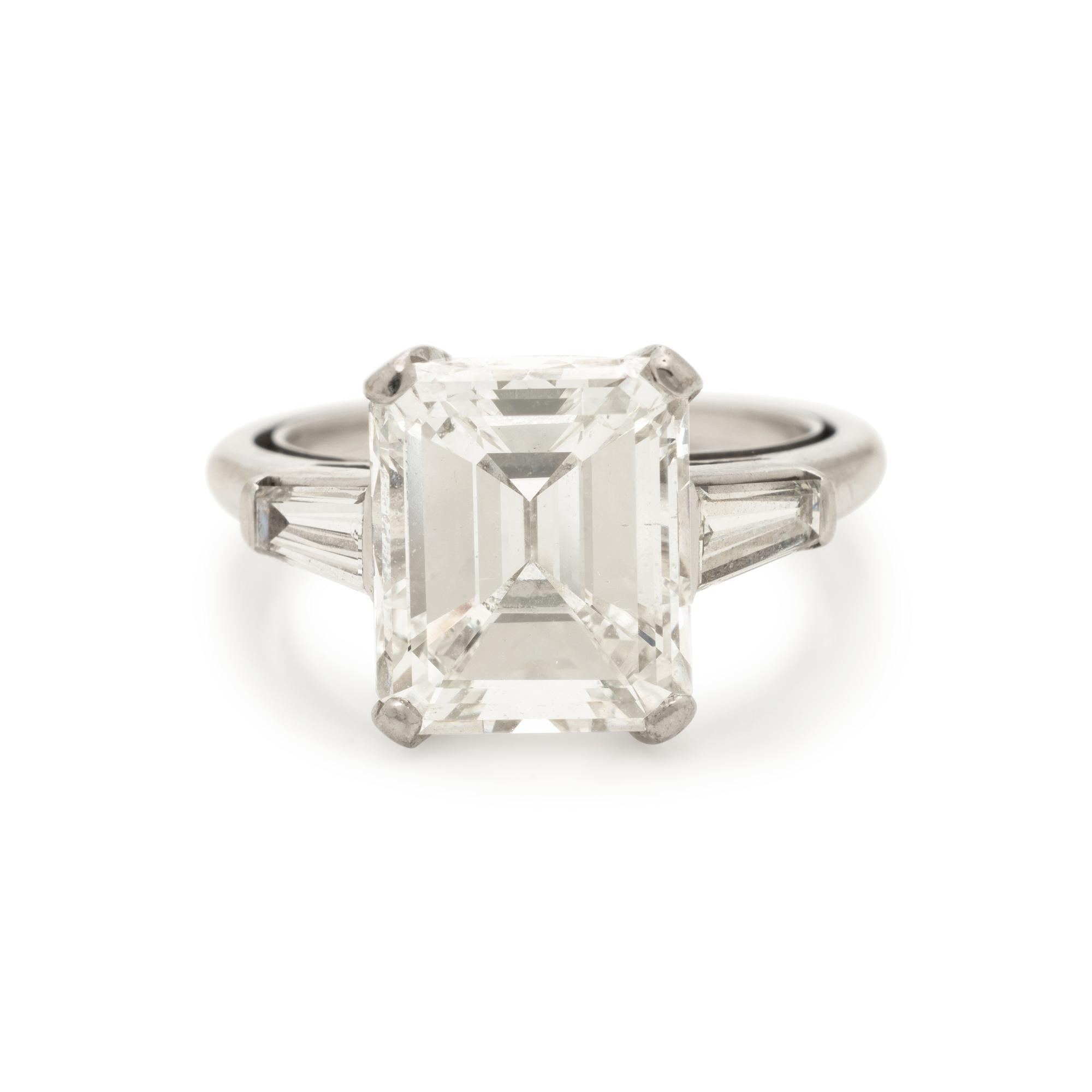 Emerald Cut Diamond and Platinum Ring