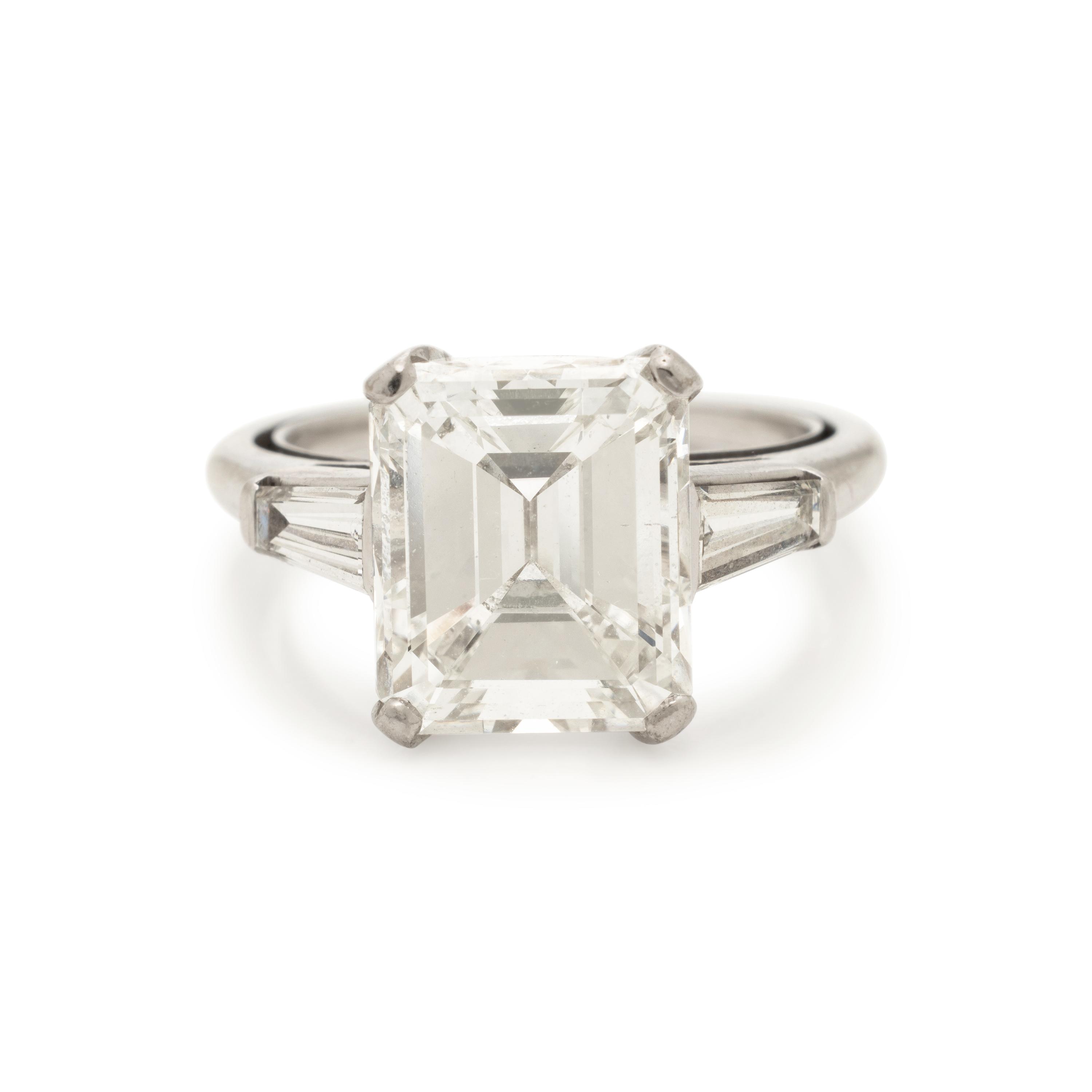 Emerald Cut Diamond and Platinum Ring