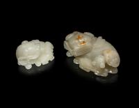Two Chinese Carved Jade Groups of Fu Lions