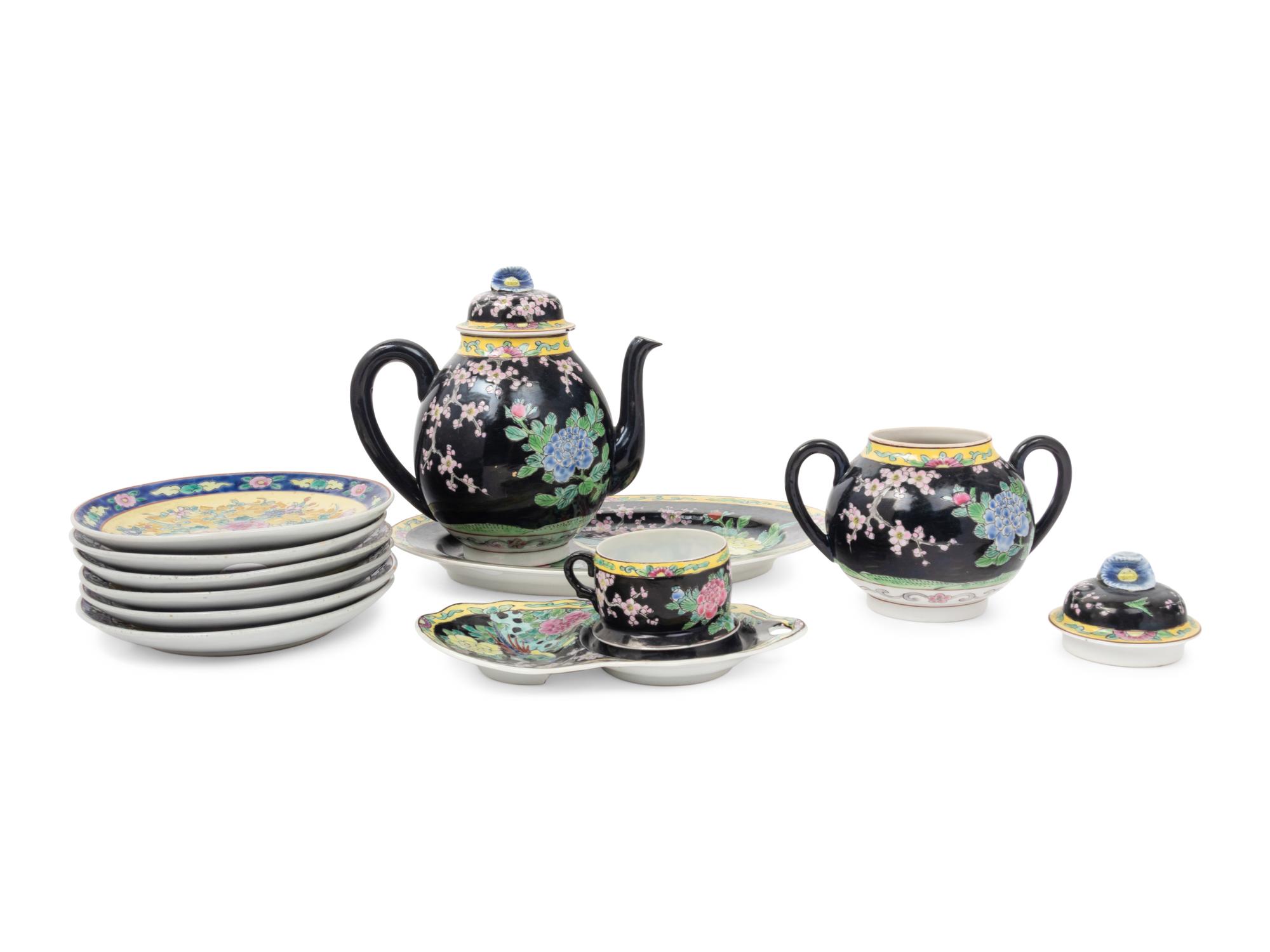 11 Japanese Enameled Porcelain Tea Wares
