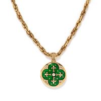 FABERGÉ, VICTOR MAYER, YELLOW GOLD, ENAMEL AND DIAMOND PENDANT/NECKLACE