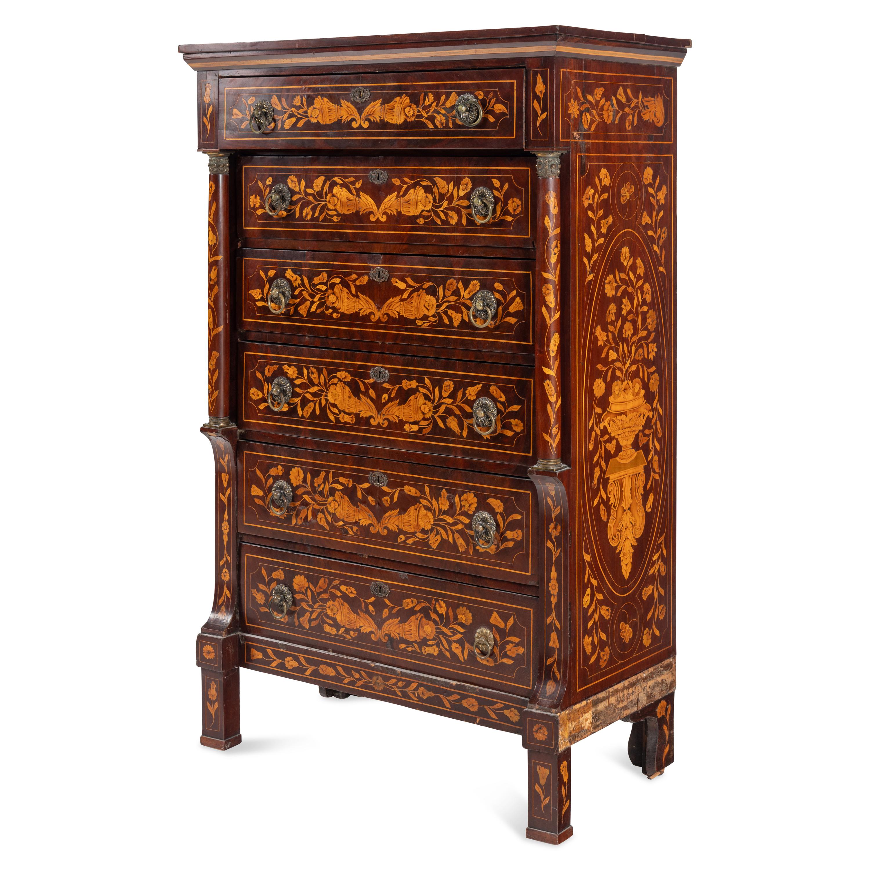 A Dutch Marquetry Chest of Drawers