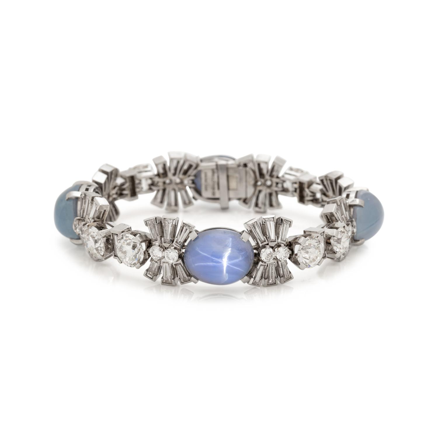 SPAULDING & CO., STAR SAPPHIRE AND DIAMOND BRACELET