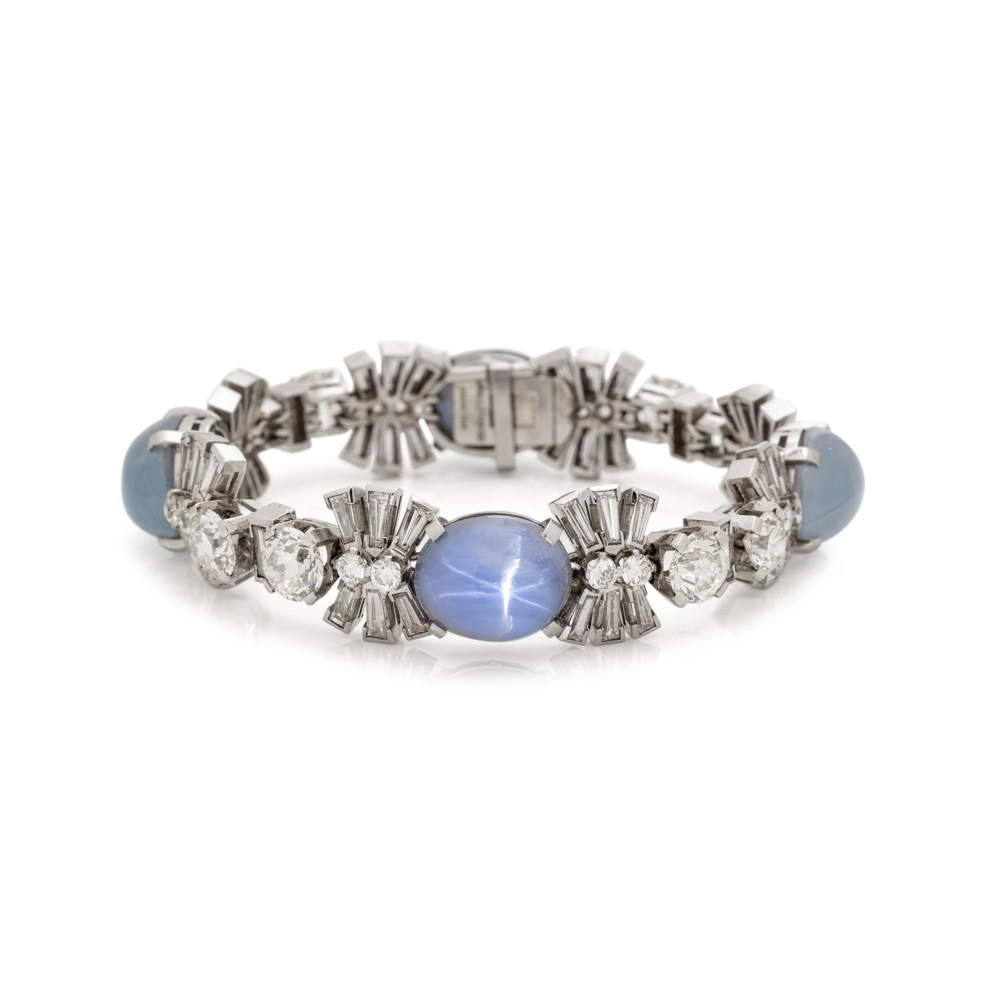 SPAULDING & CO., STAR SAPPHIRE AND DIAMOND BRACELET