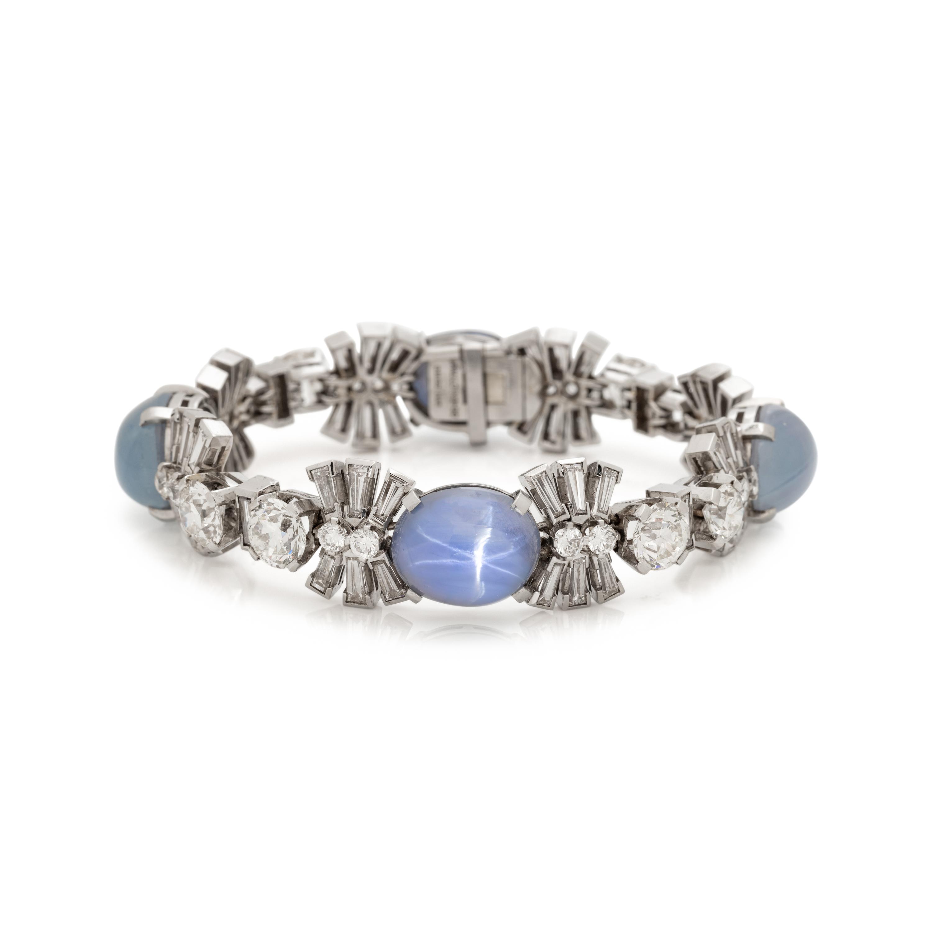 SPAULDING & CO., STAR SAPPHIRE AND DIAMOND BRACELET