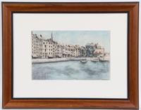 P. Roussel, (20th century), Honfleur #2, Honfleur #1 and View of Bay and Coastal Town (a group of three works)