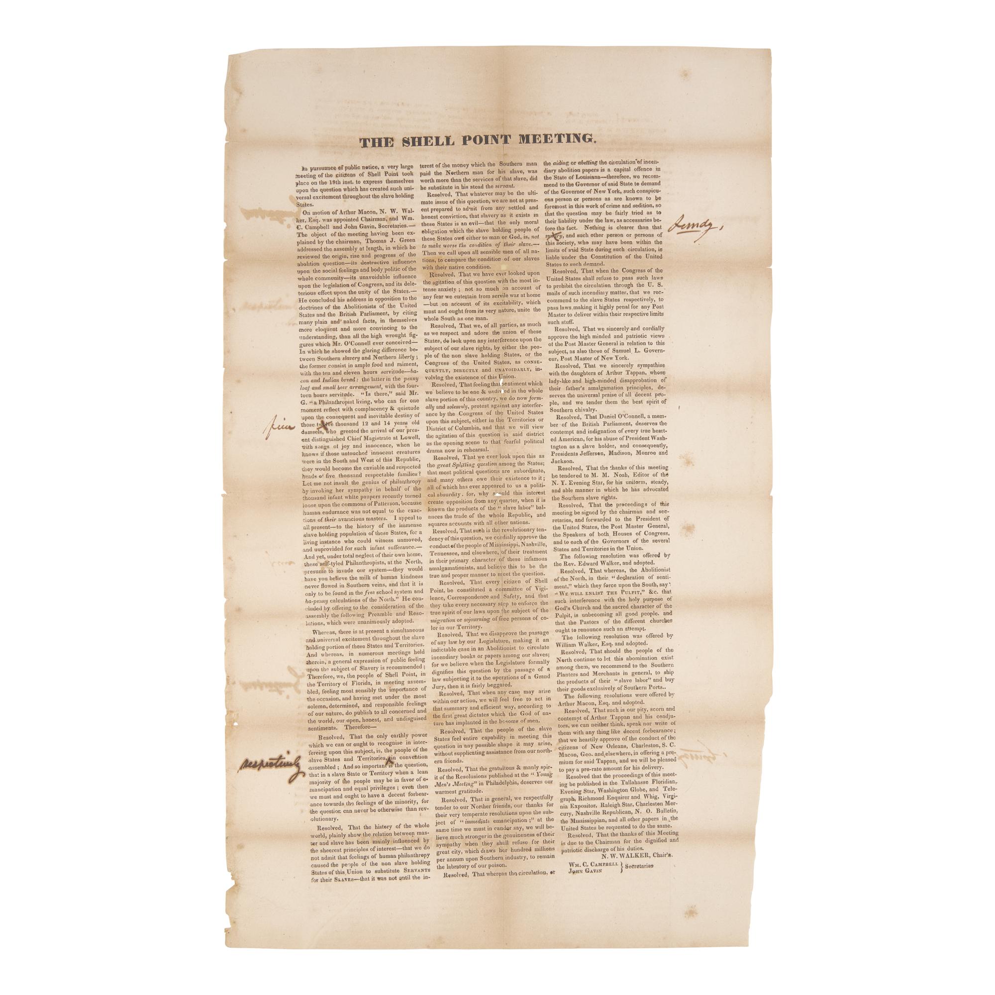 [African-Americana] A Pro-Slavery Reaction to the American Anti-Slavery Society's Postal Campaign of 1835