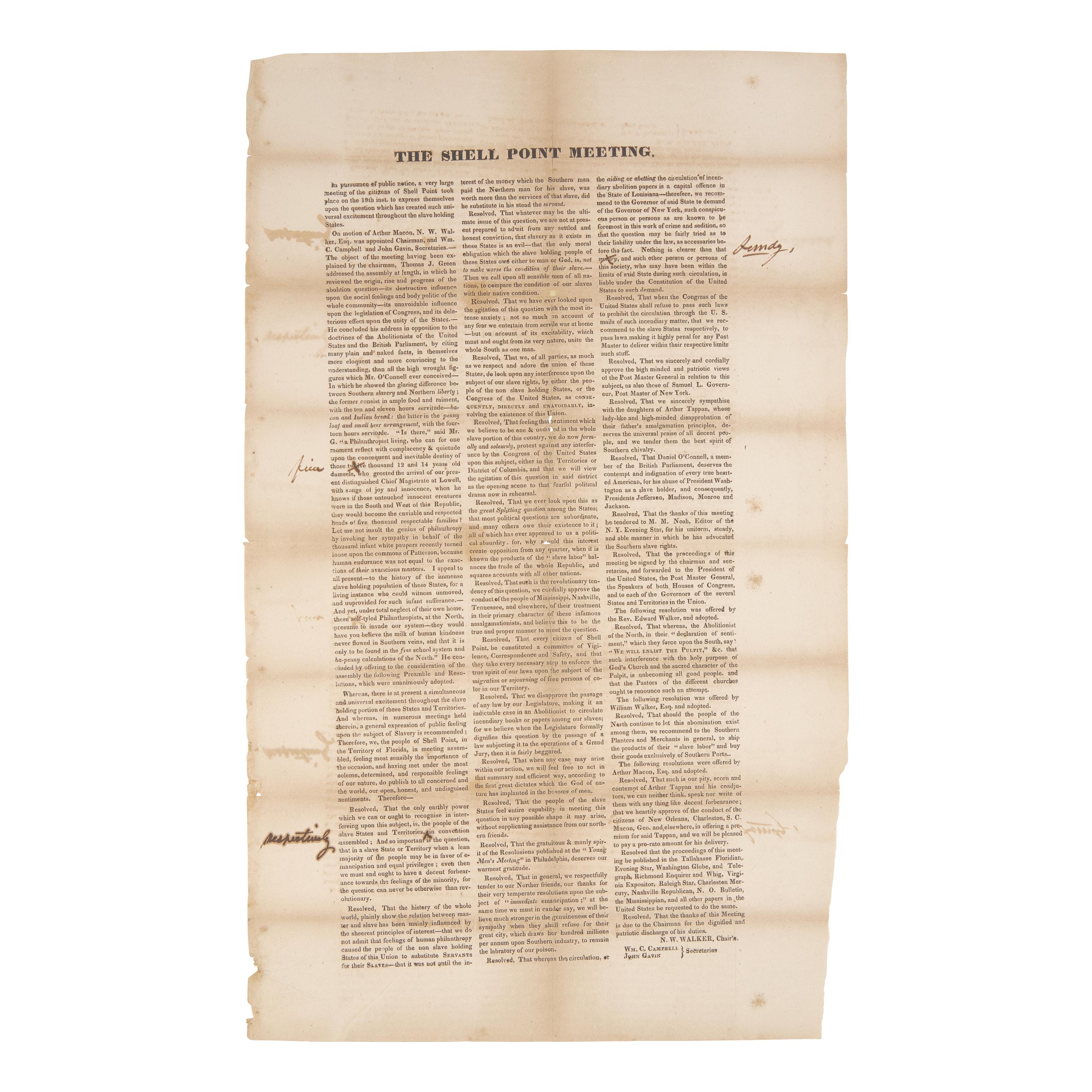 [African-Americana] A Pro-Slavery Reaction to the American Anti-Slavery Society's Postal Campaign of 1835