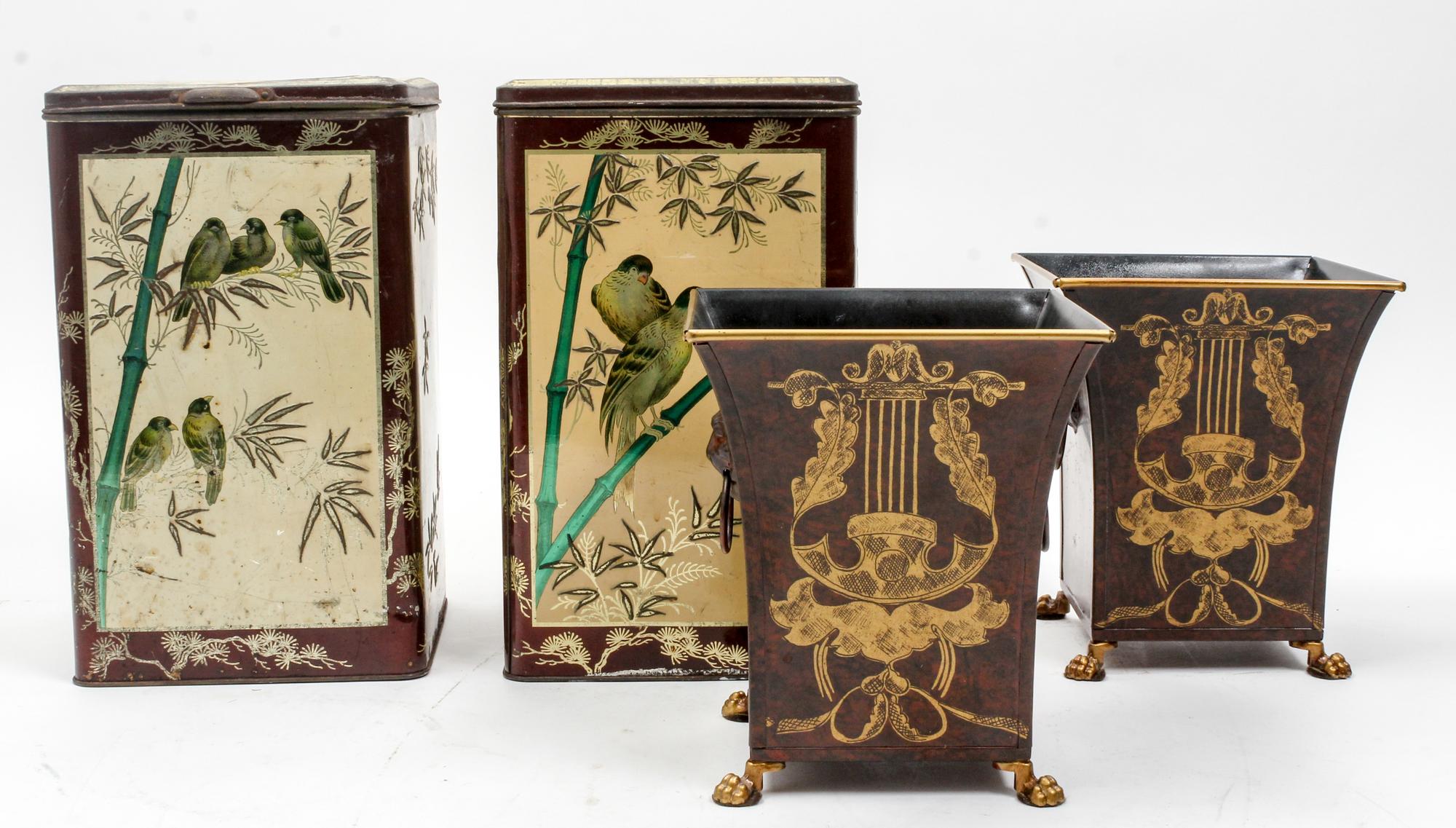 A Collection of Tole Articles Height of first pair 11 inches. — 20TH CENTURY