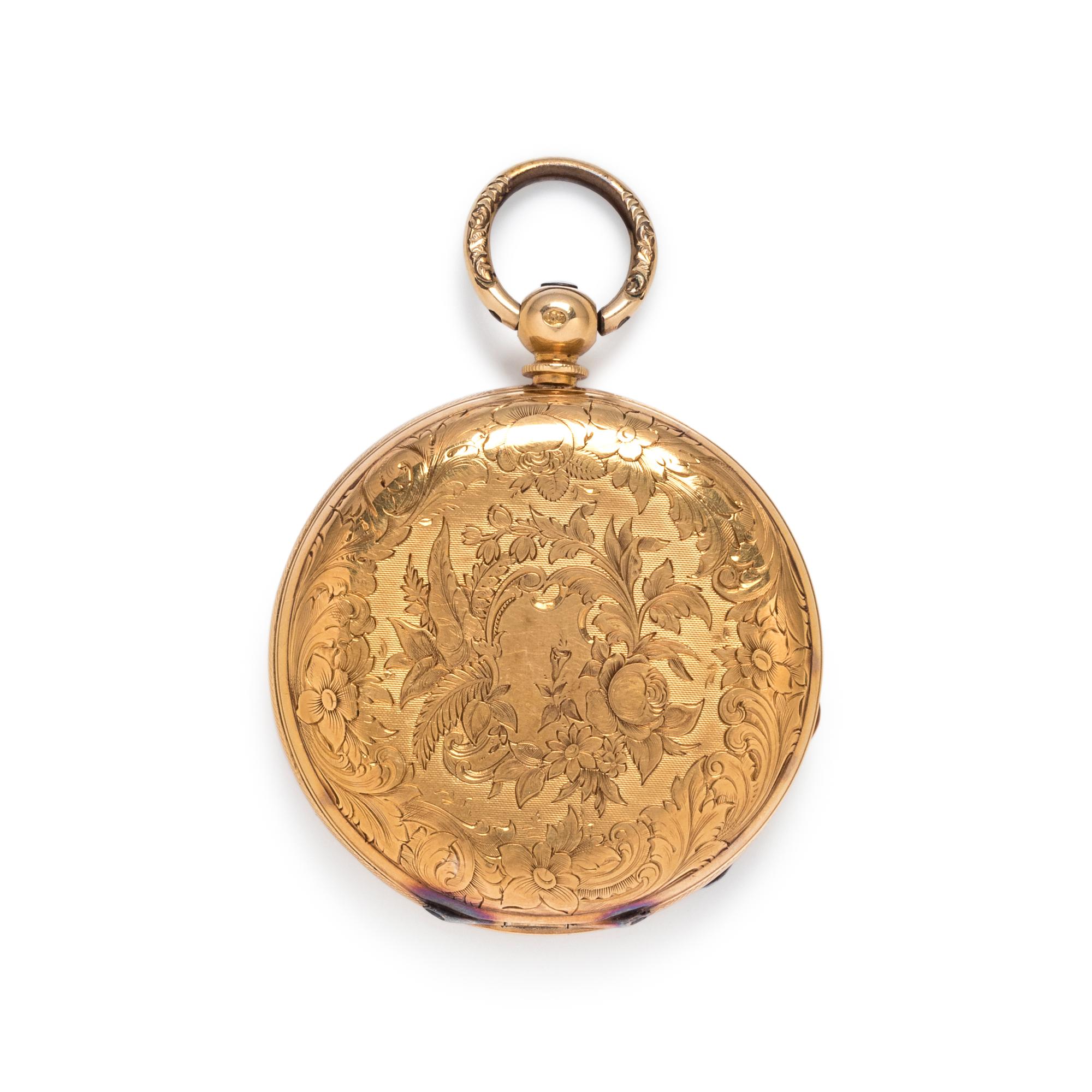 18K YELLOW GOLD HUNTER CASE POCKET WATCH
