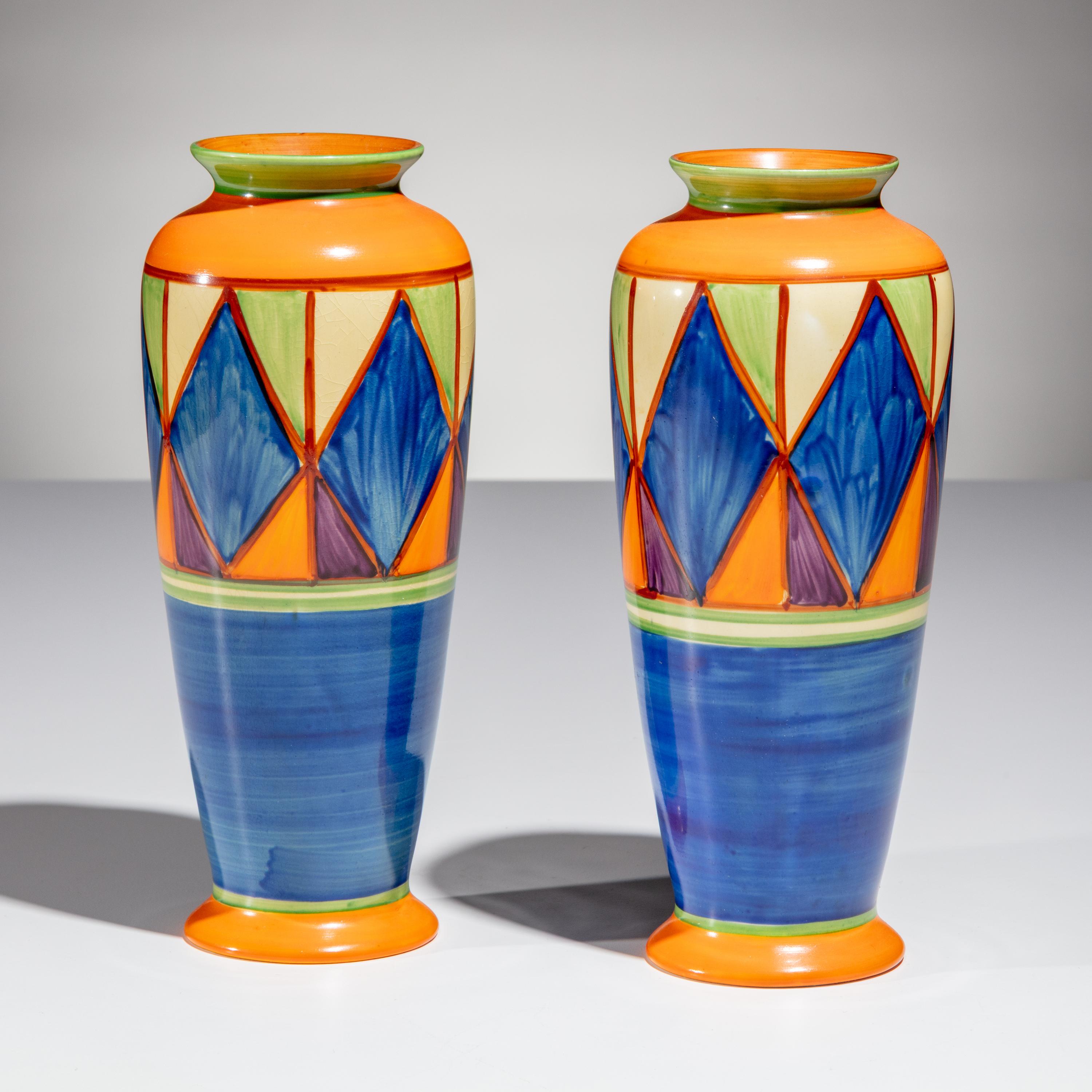 Clarice Cliff (English, 1899–1972) — Two Bizarre pattern vases