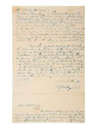 [ENSLAVEMENT & ABOLITION]. Manuscript legal document involving the estate of Solomon Boggan, who left an enslaved male subject to his grandson Wingate Boggan, a minor. Wilcox County, AL, 8 August 1847.