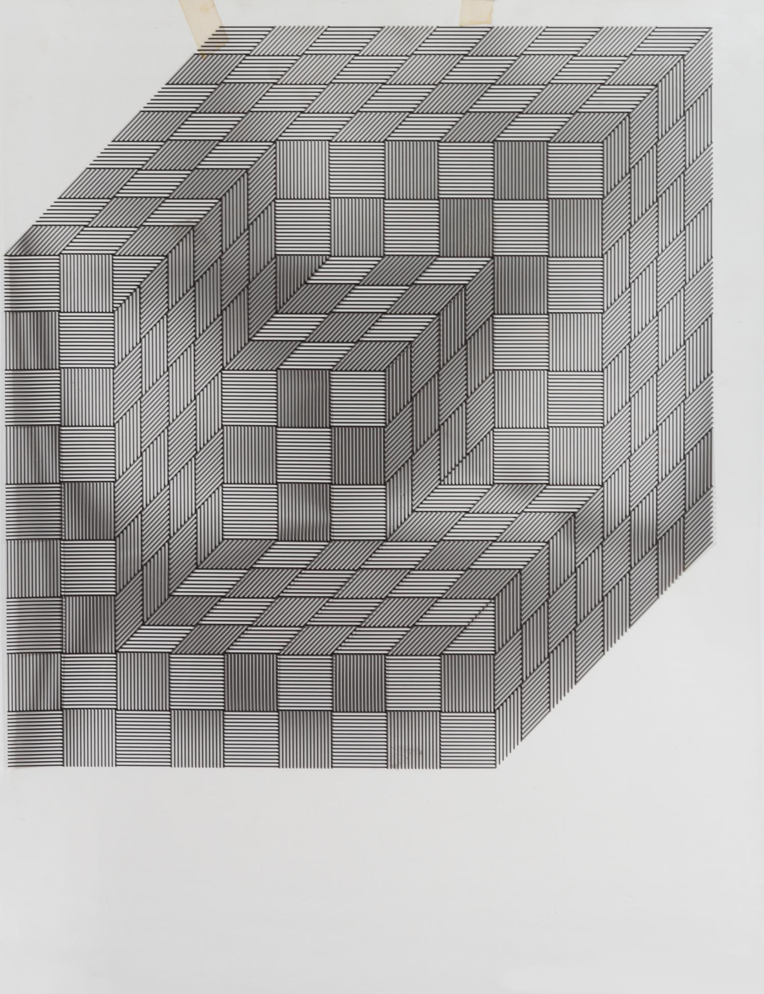 Victor Vasarely, (French/Hungarian, 1908-1997), Untitled together with two color paper templates and a black and white mylar template