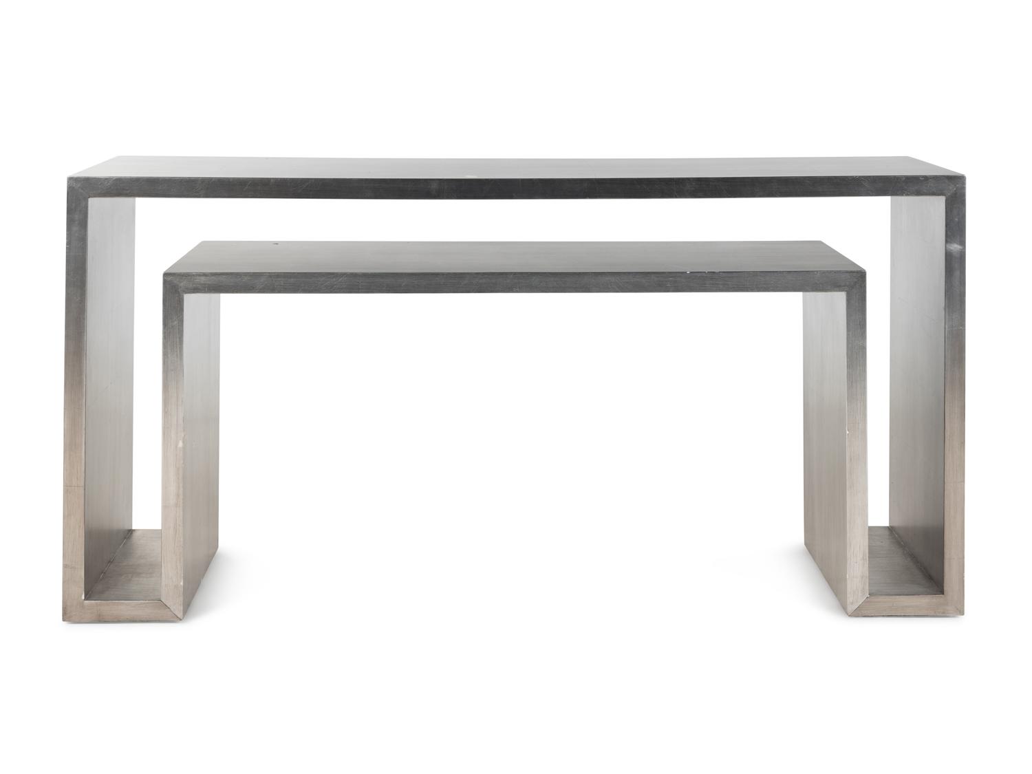 A Contemporary Silvered Wood Console Table