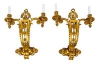 A Pair of Neoclassical Gilt Bronze Two-Light Sconces Height 18 inches. — EARLY 20TH CENTURY