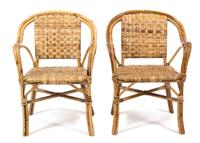 Four Rattan Open Armchairs Height 34 inches. — 20TH CENTURY