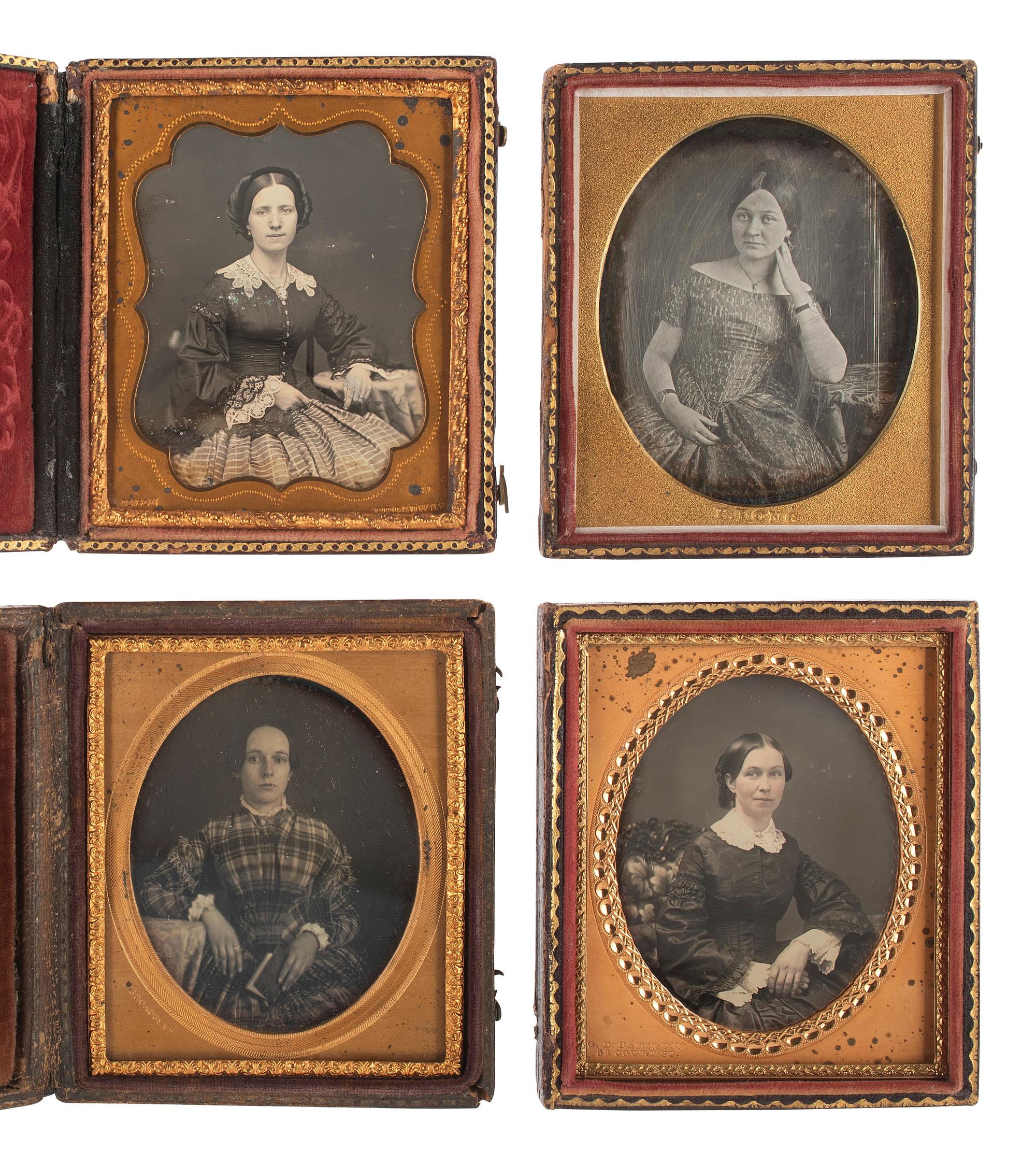 [EARLY PHOTOGRAPHY]. A group of 15 sixth plate daguerreotypes by New York and Boston daguerreotypists, incl. ANSON, CHASE, and PLUMBE.