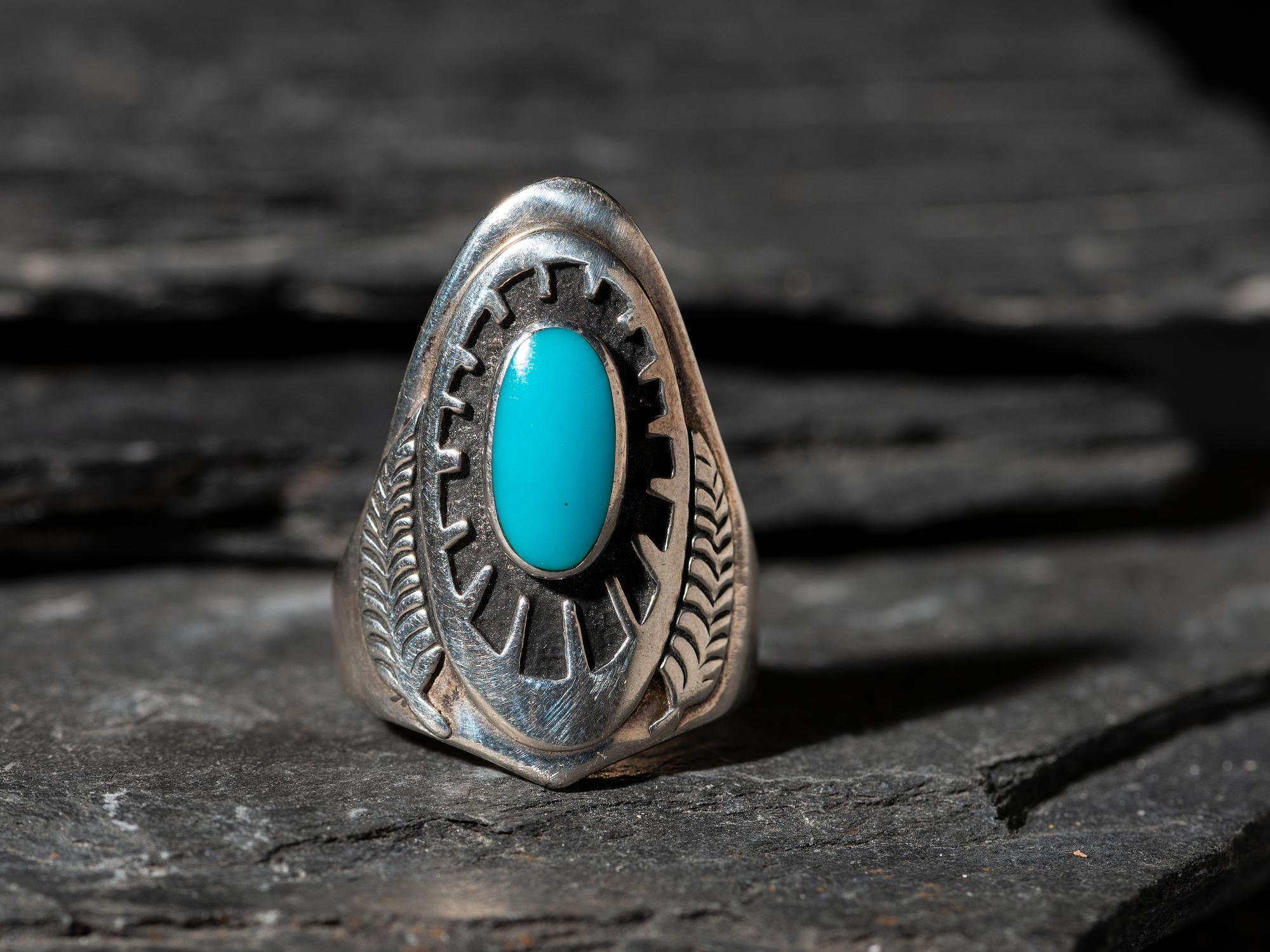 Sterling Silver and Turquoise Shield Ring