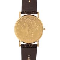 CORUM, 18K YELLOW GOLD COIN WATCH WITH CORUM BUCKLE