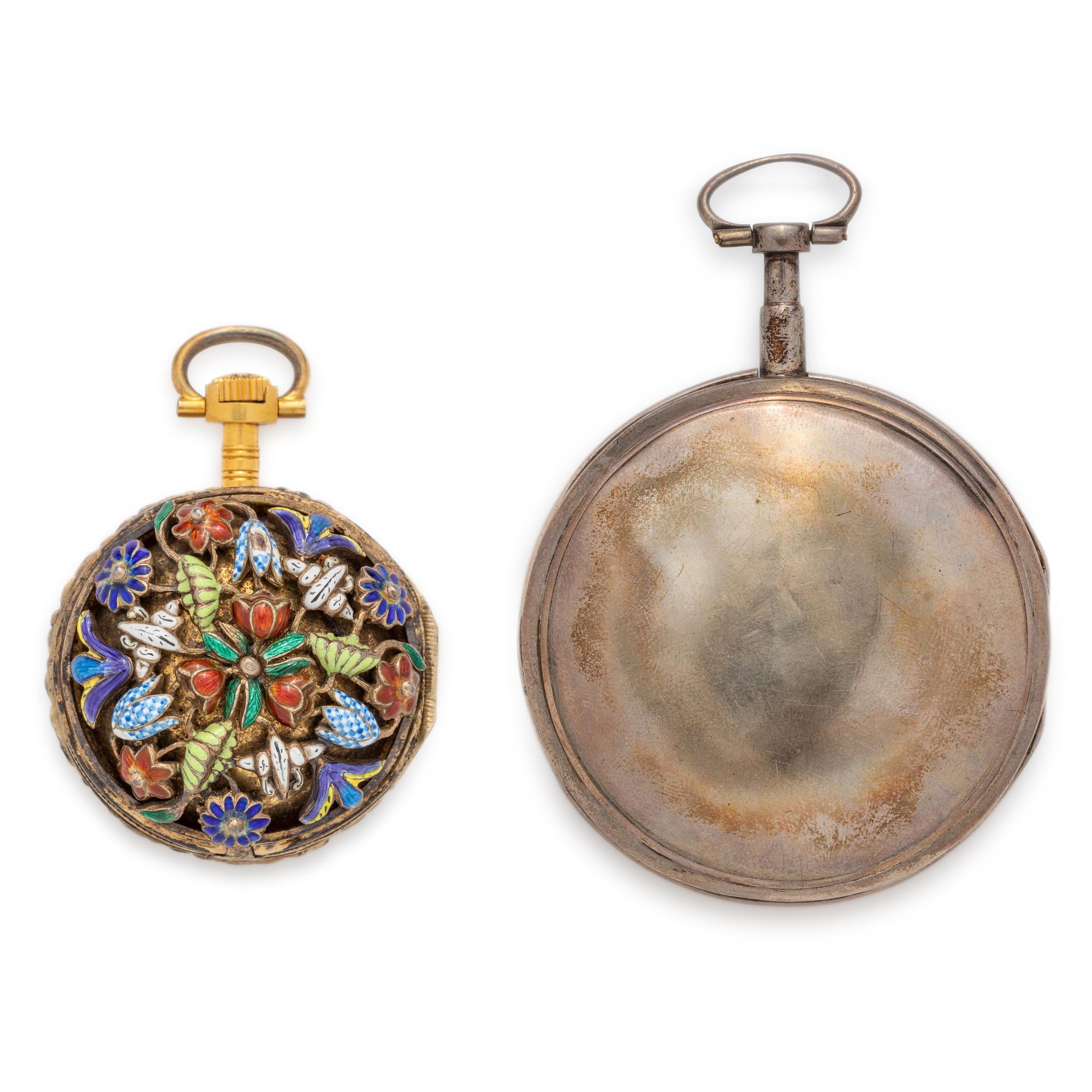 COLLECTION OF ENAMEL OPEN FACE POCKET WATCHES