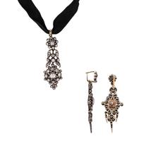 ANTIQUE, SILVER-TOPPED GOLD AND DIAMOND DEMI PARURE