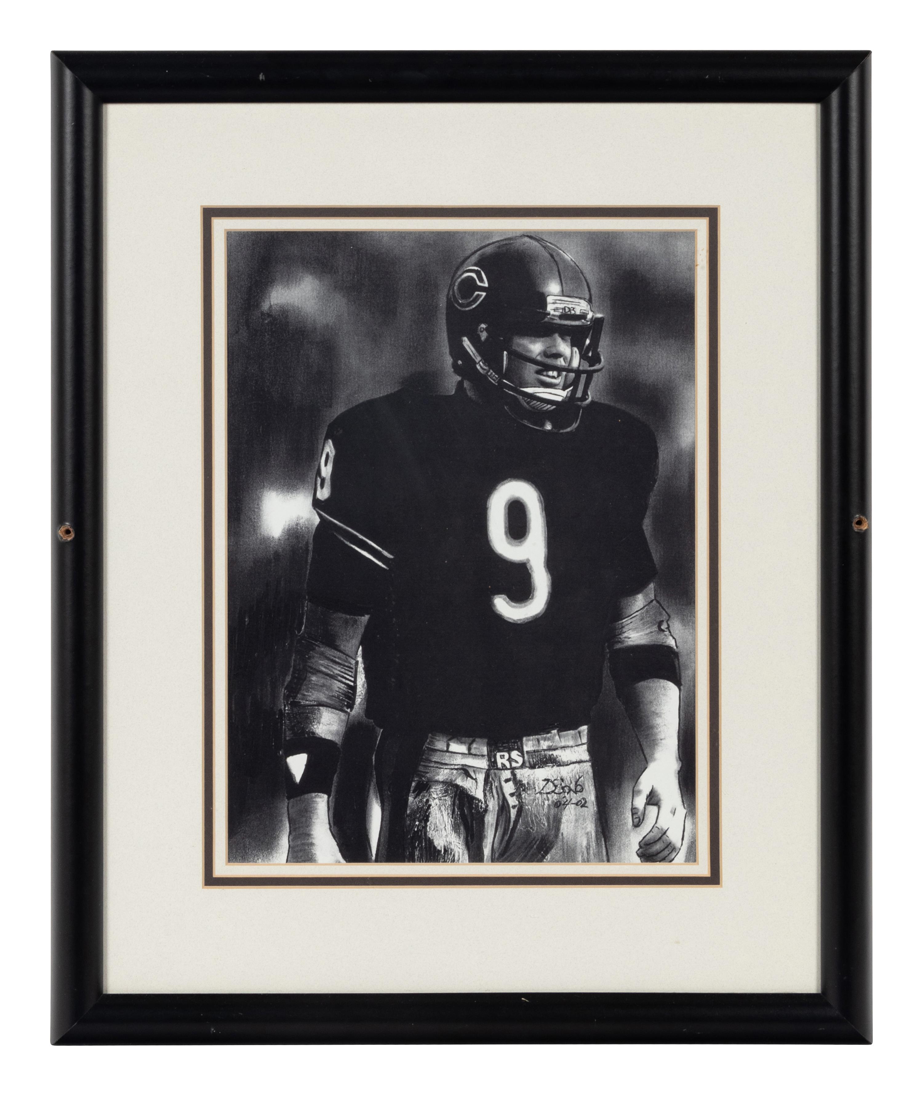 A Group of Nine Artworks of Various Football Players Formerly Displayed at Mike Ditka’s Restaurant