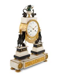A Directoire Ormolu Mounted White Marble Clock