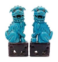 Six Turquoise Glazed Porcelain Figures of Animals
