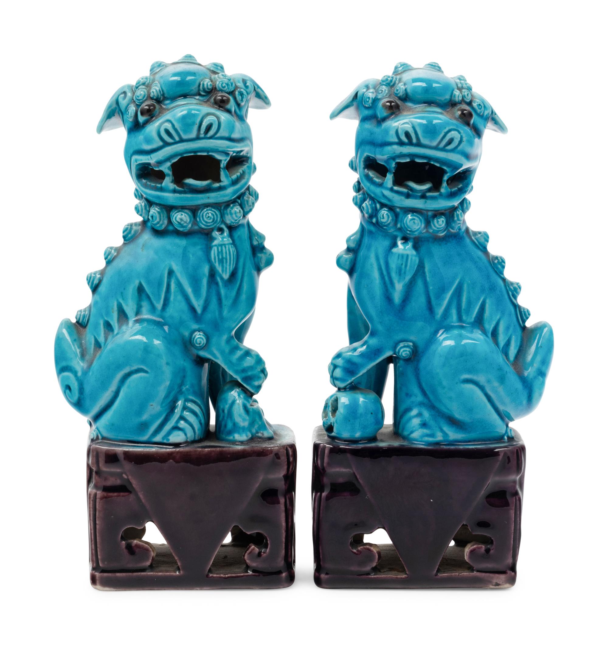 Six Turquoise Glazed Porcelain Figures of Animals