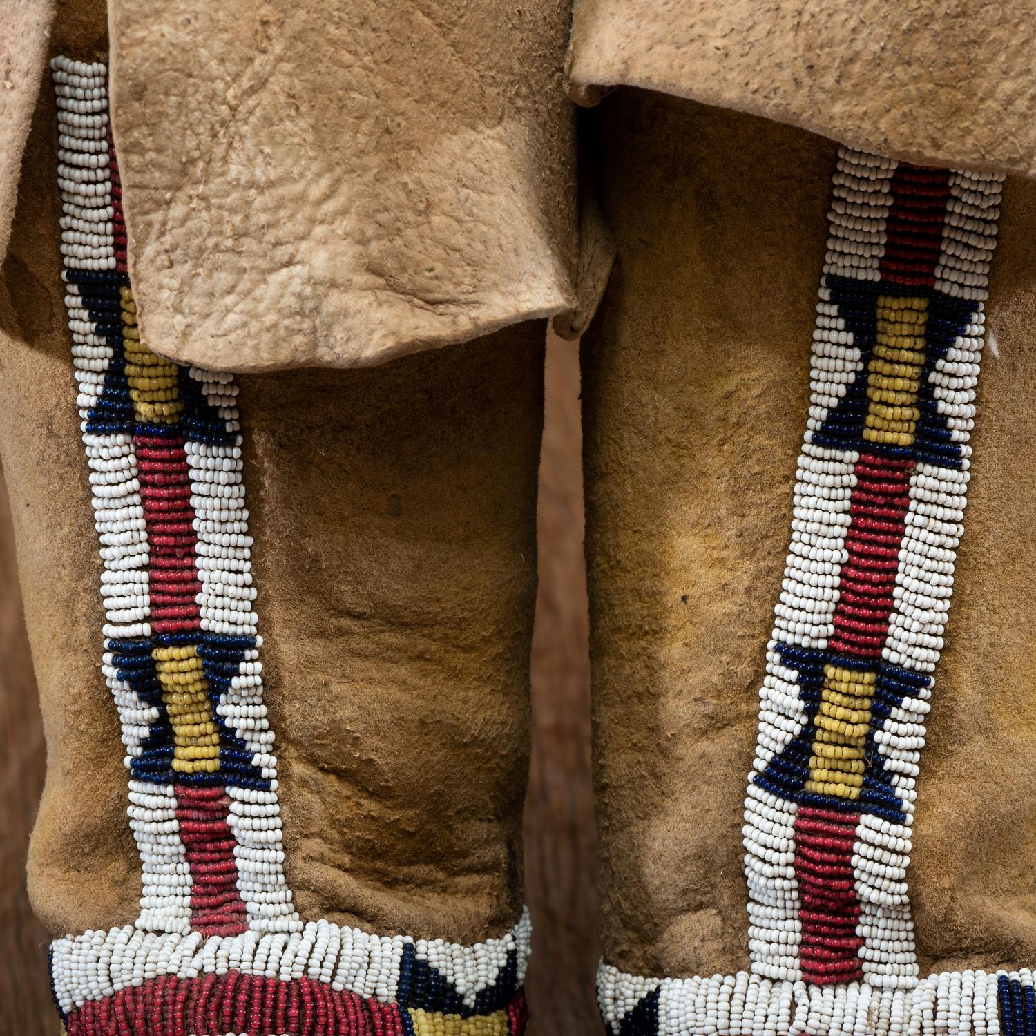Cheyenne Toddler's Beaded Deer Hide Hightop Moccasins
