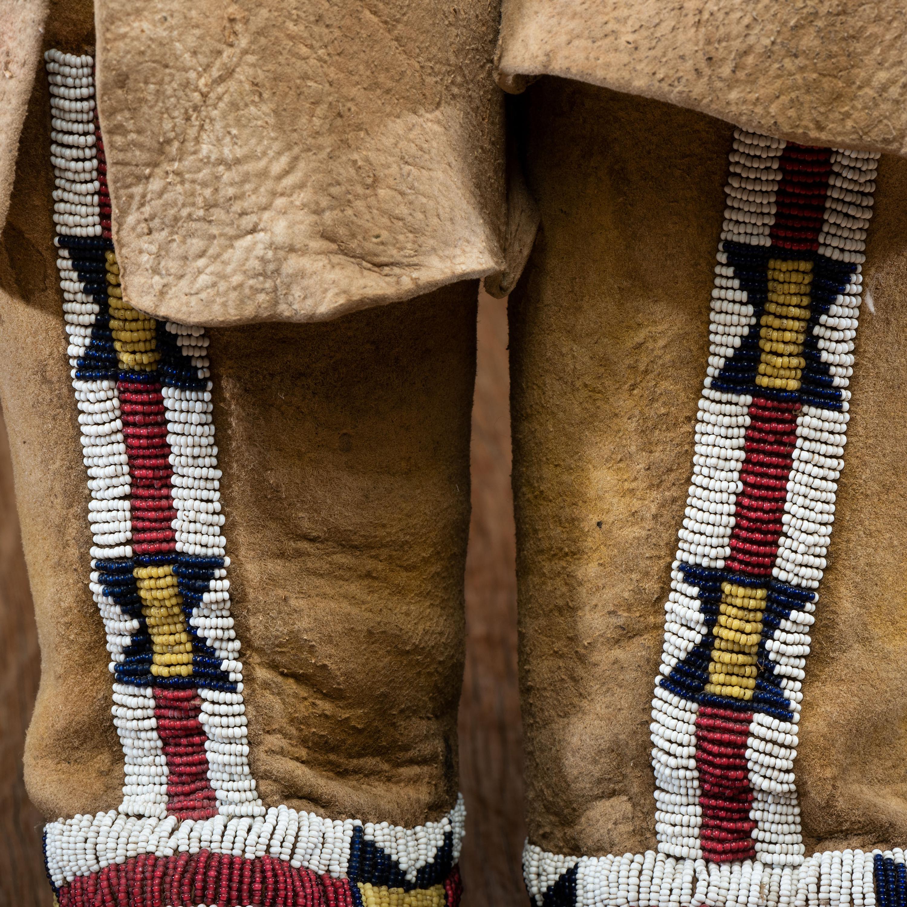 Cheyenne Toddler's Beaded Deer Hide Hightop Moccasins