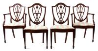 A Set of Twelve George III Style Mahogany Shield Back Dining Chairs Height 38 inches. — 19TH CENTURY