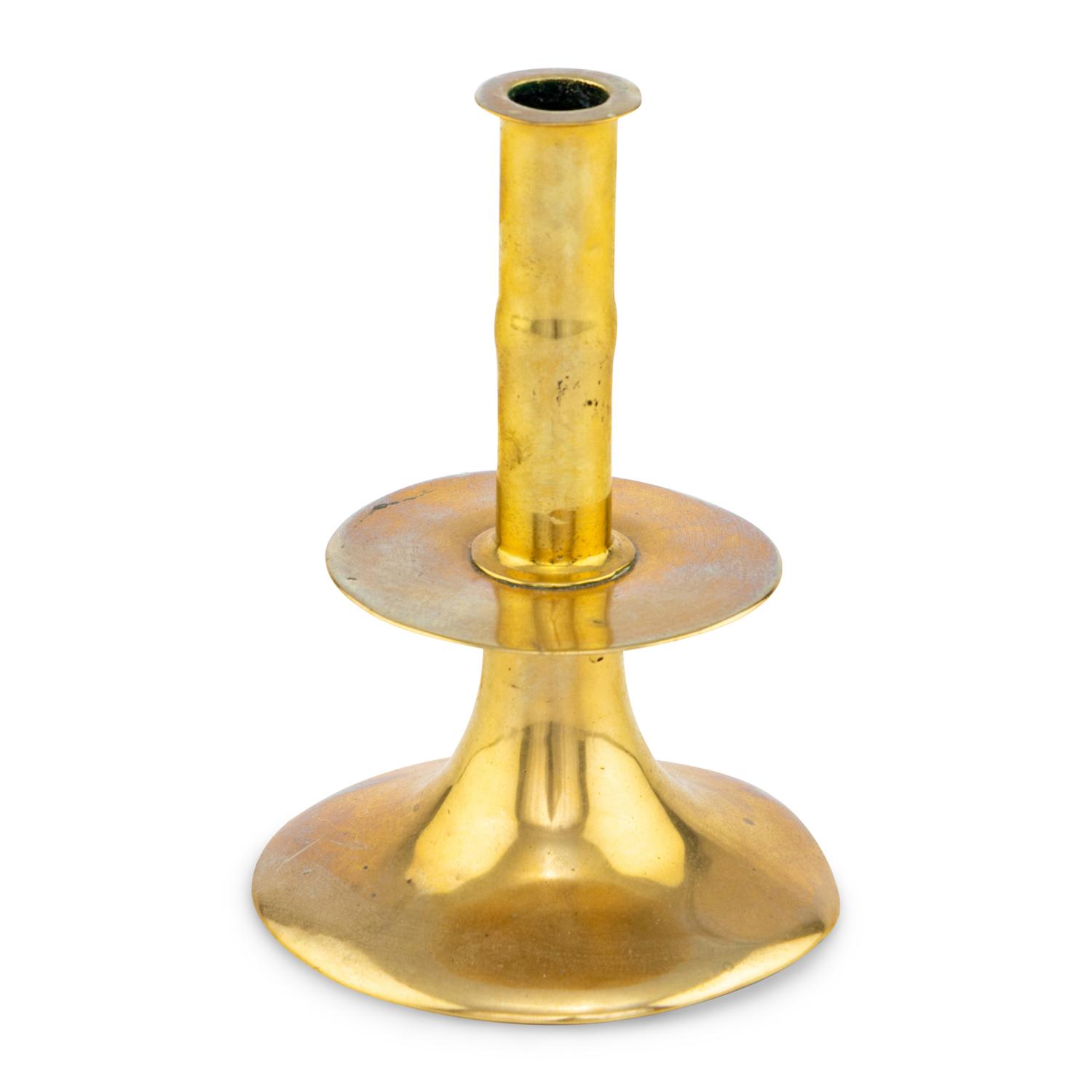 An English Brass Trumpet Form Candlestick