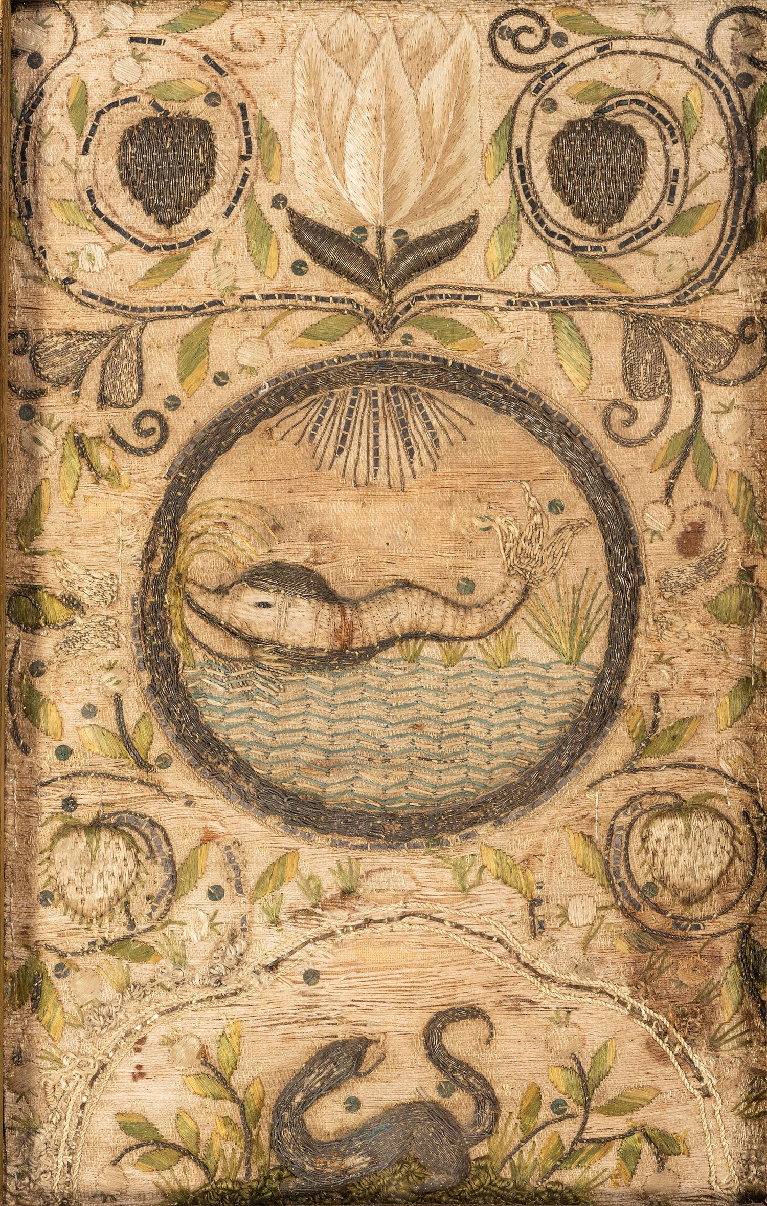 An English Needlework Panel of a Dolphin