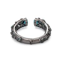 SYNTHETIC BLUE AND WHITE STONE CUFF BRACELET