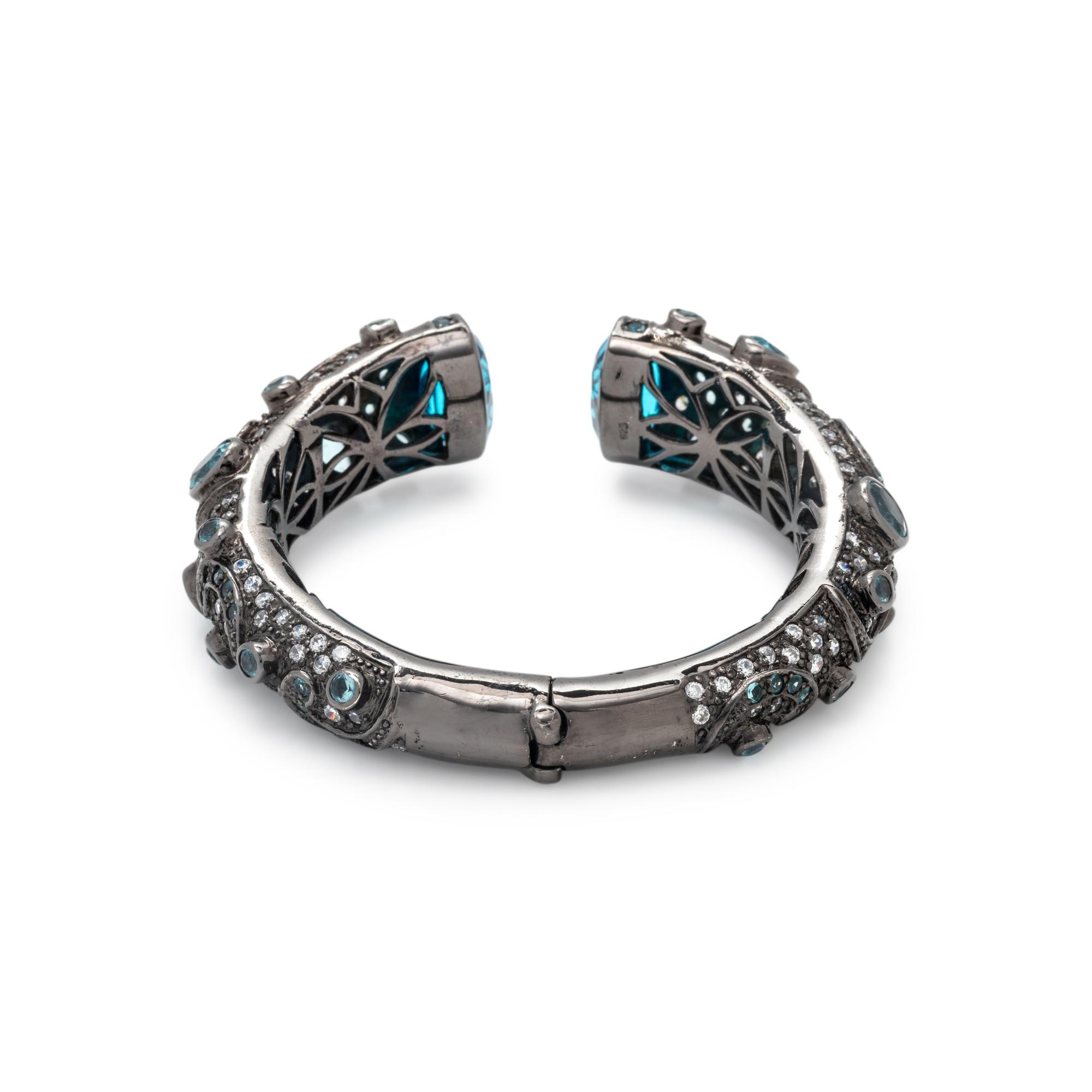 SYNTHETIC BLUE AND WHITE STONE CUFF BRACELET