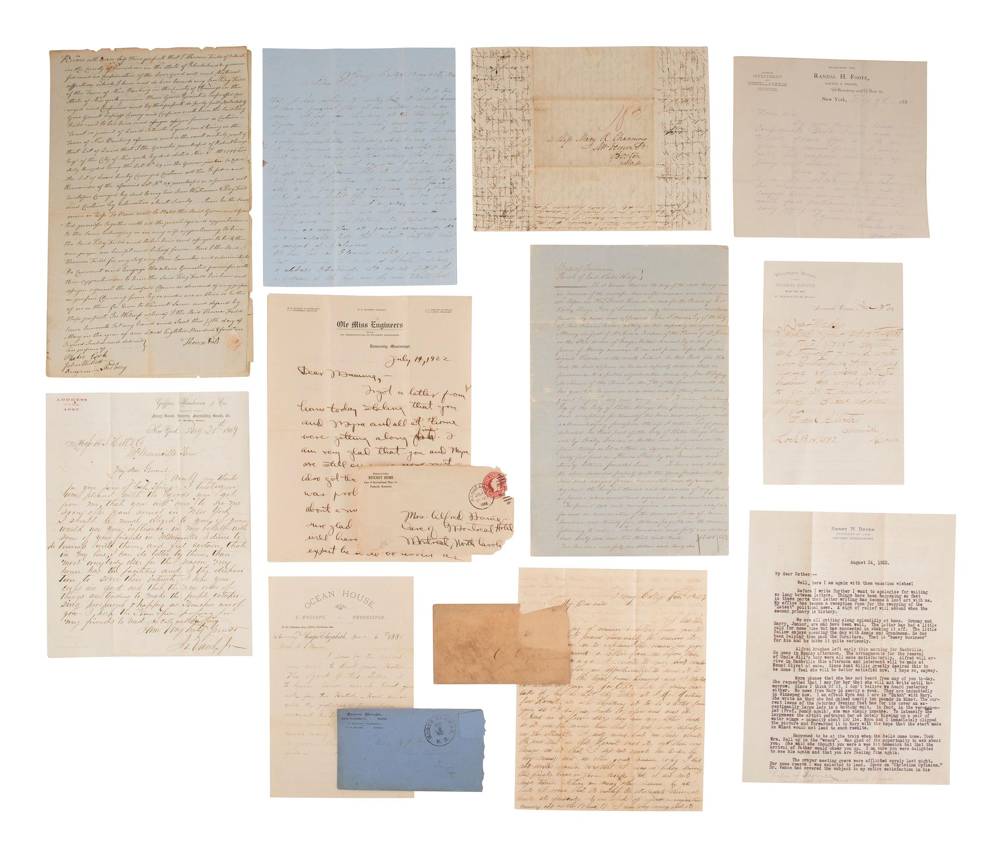 [AMERICANA]. Letters, documents, and ephemera, from the Estate of Carroll J. Delery III.