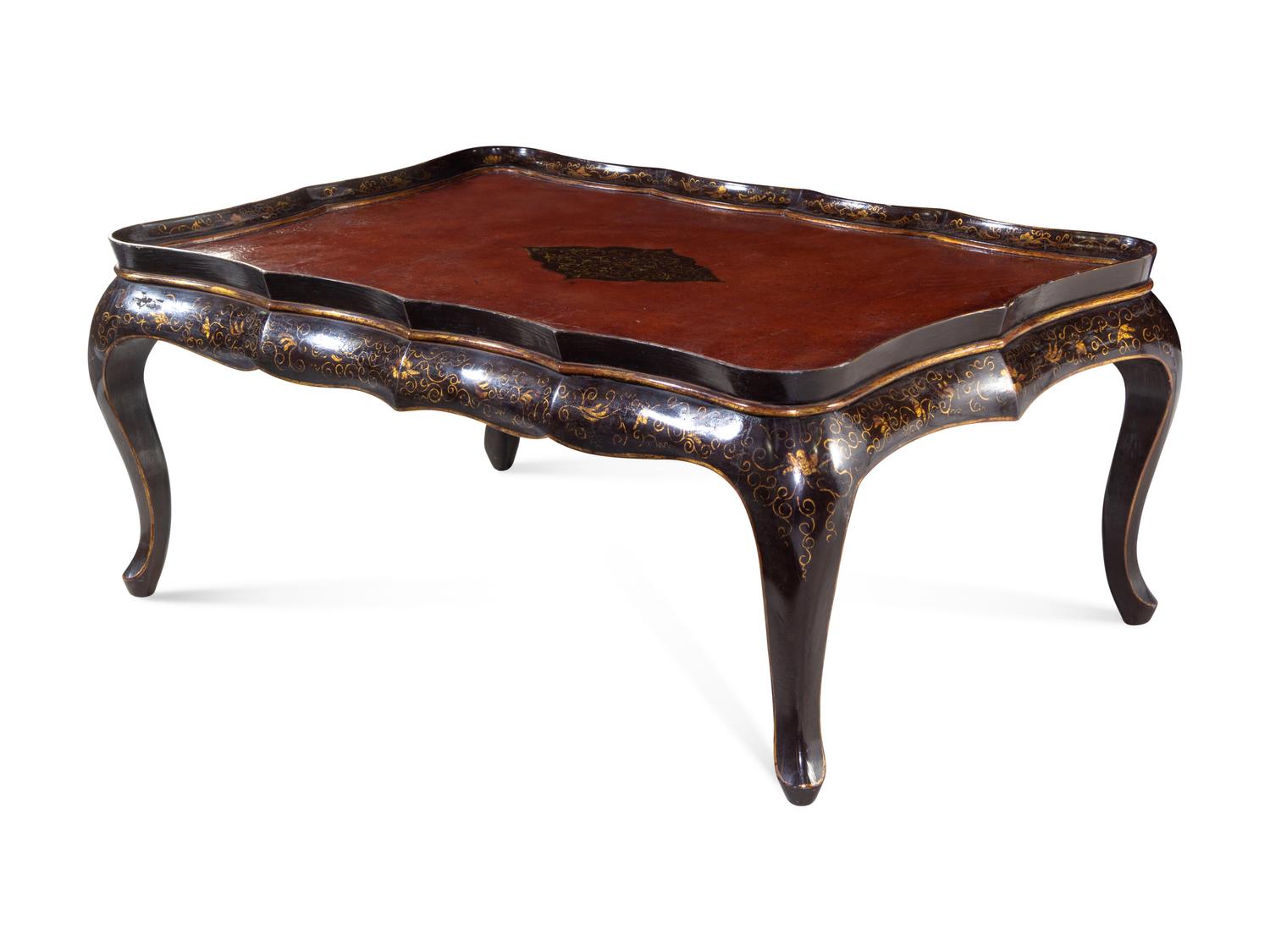 A Lacquered Chinoiserie Decorated Low Table
