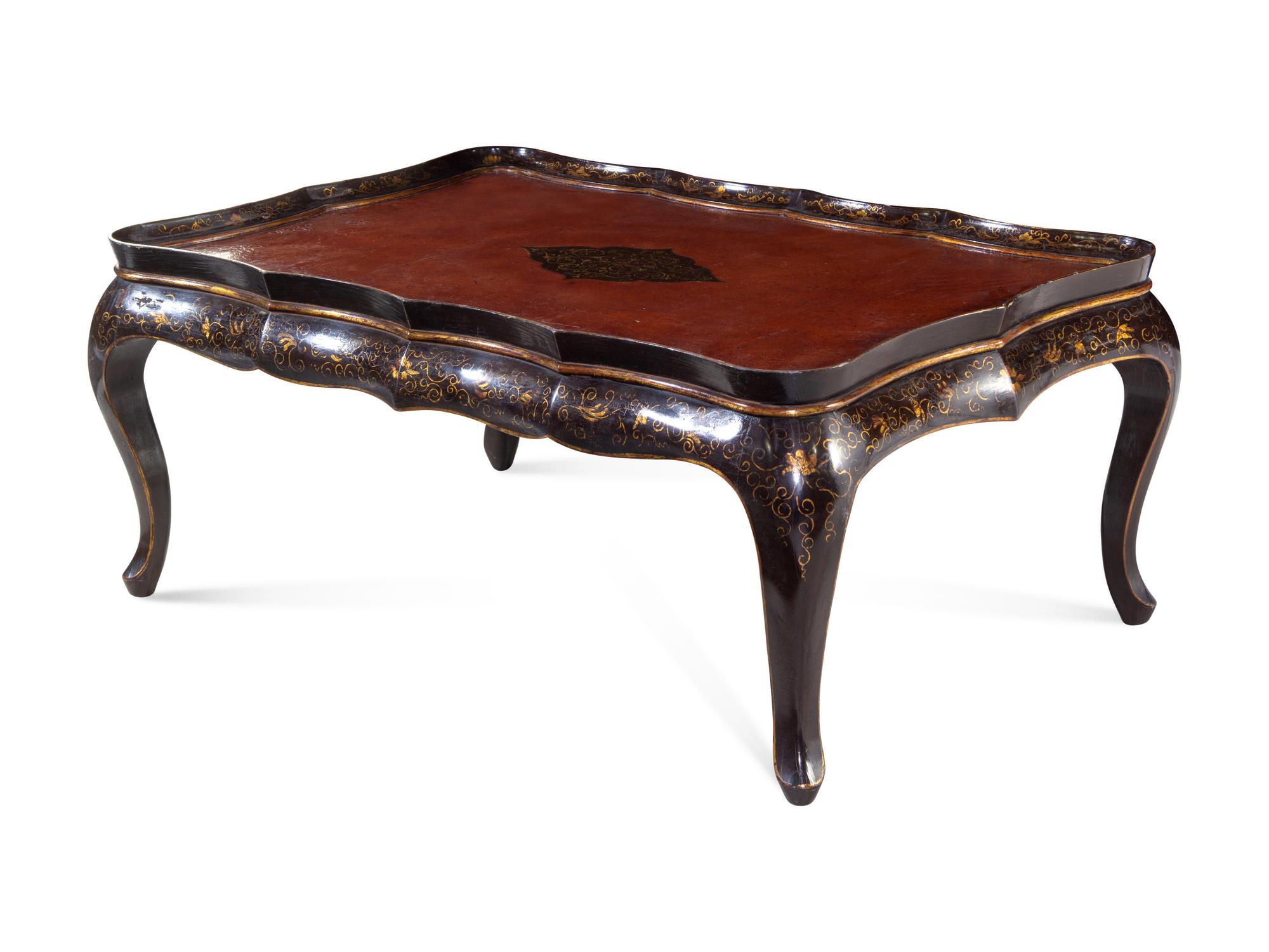A Lacquered Chinoiserie Decorated Low Table