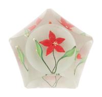 A Paul Stankard Miniature Red Flower Faceted Paperweight