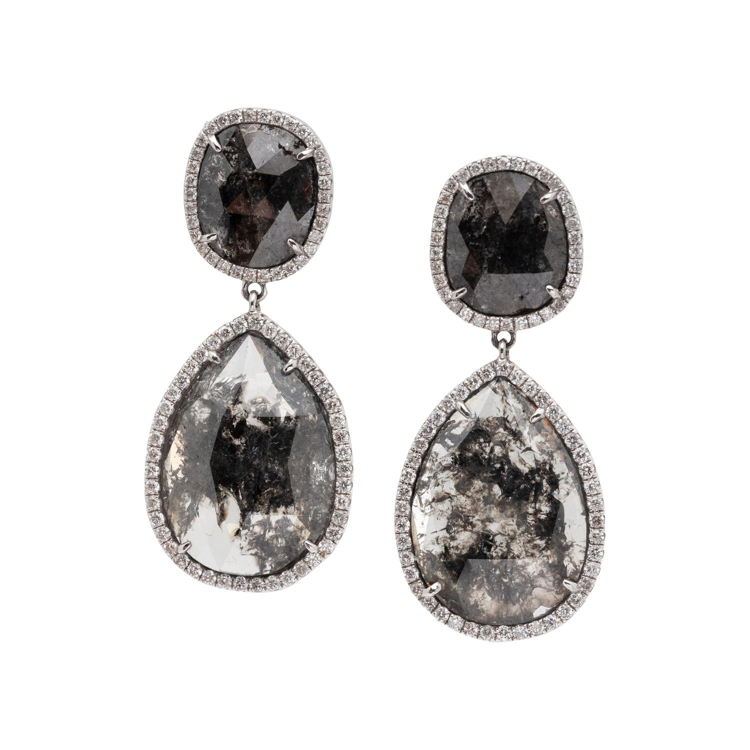 GREY DIAMOND AND DIAMOND EARRINGS