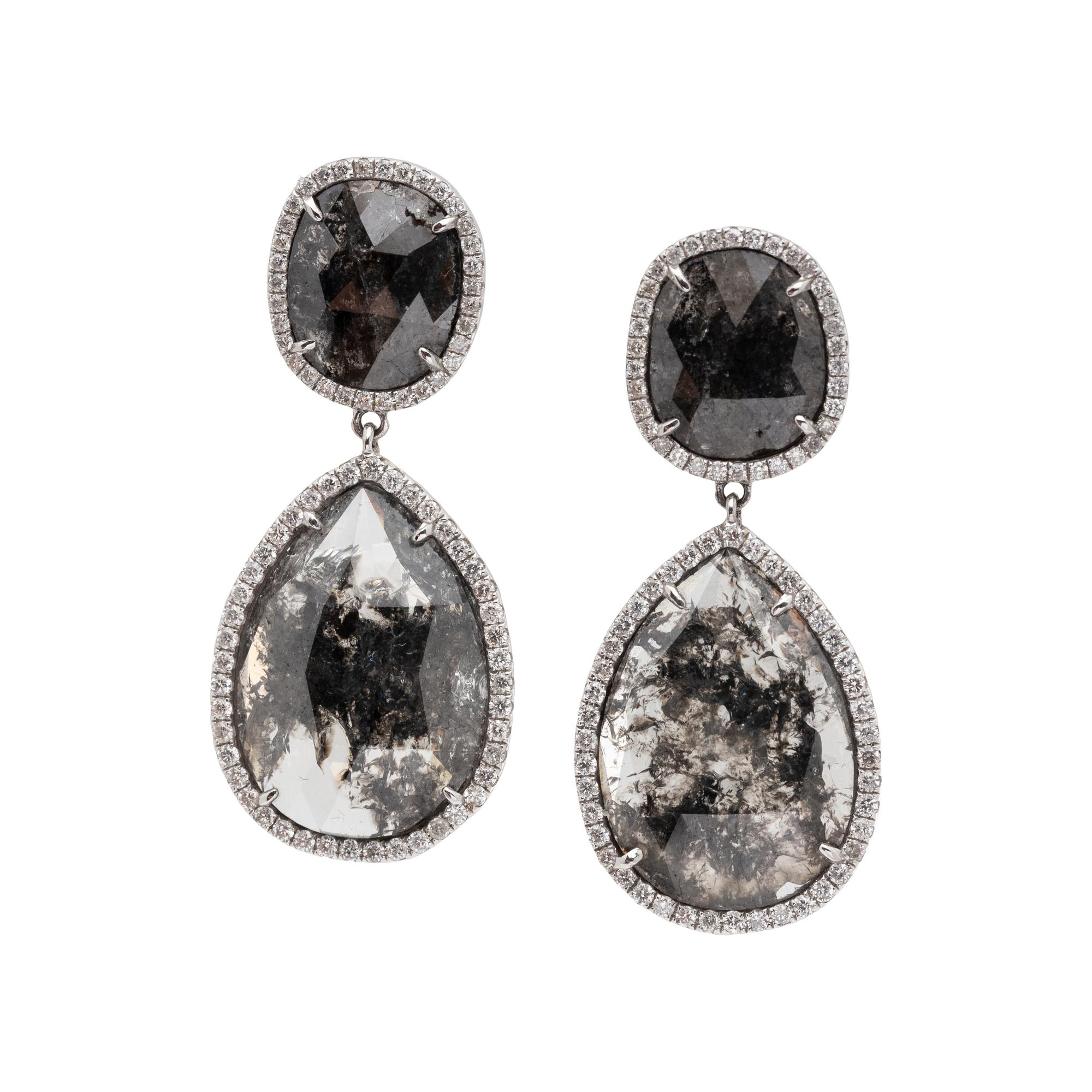 GREY DIAMOND AND DIAMOND EARRINGS