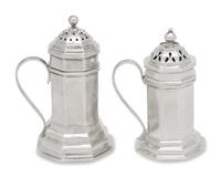 Two Queen Anne Britannia Silver Pepper Boxes