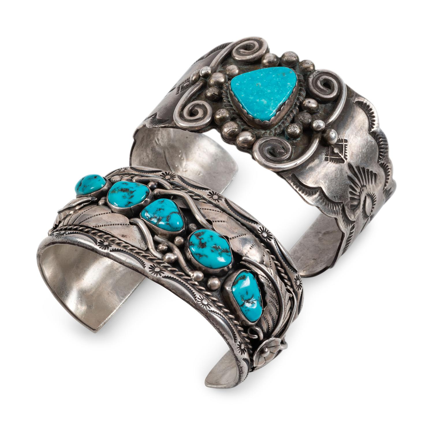 Navajo Sterling Silver and Turquoise Cuff Bracelets