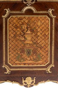 A French Gilt Bronze Mounted Marquetry Marble-Top Cabinet
