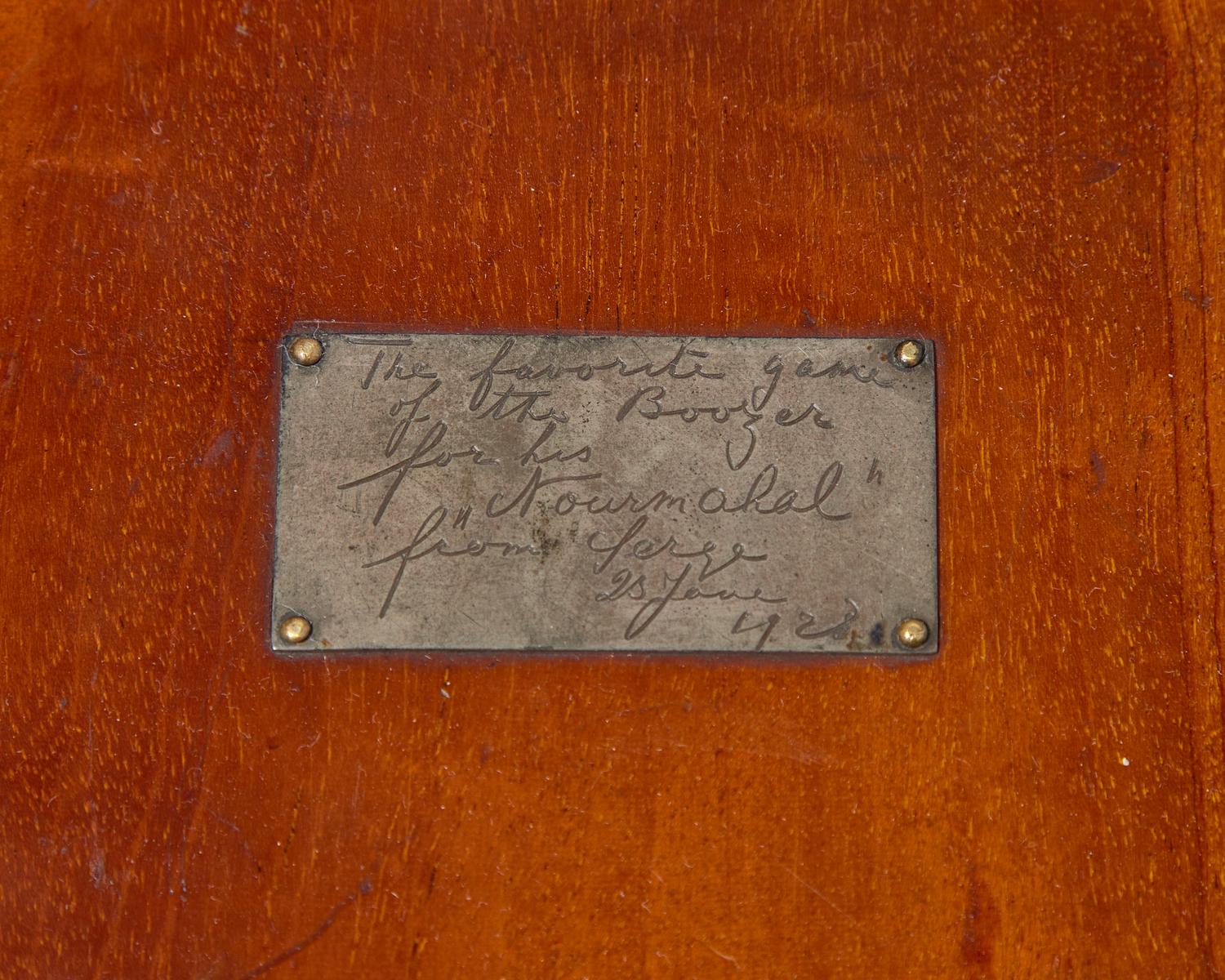 A Satinwood and Mahogany Folding Chess Set from William Vincent Astor's Yacht, Nourmahal