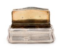 An Austrian Silver Snuff Box, Maker's Mark Obscured, Vienna, Late 19th/Early 20th Century, of rectangular bombe form with engine-turned