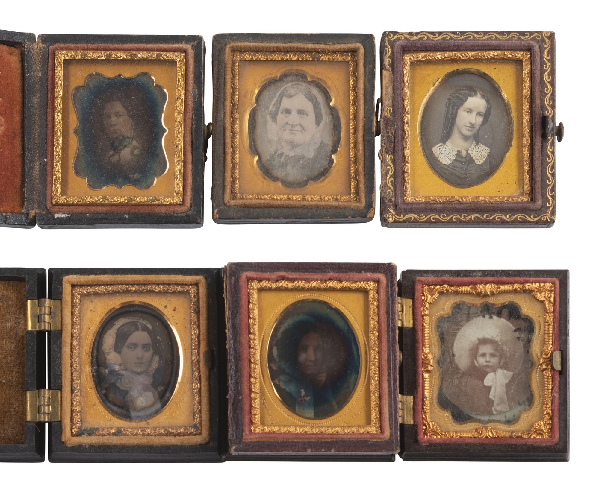 [EARLY PHOTOGRAPHY]. 74 sixteenth plate daguerreotypes of men, women, & children of varying ages.