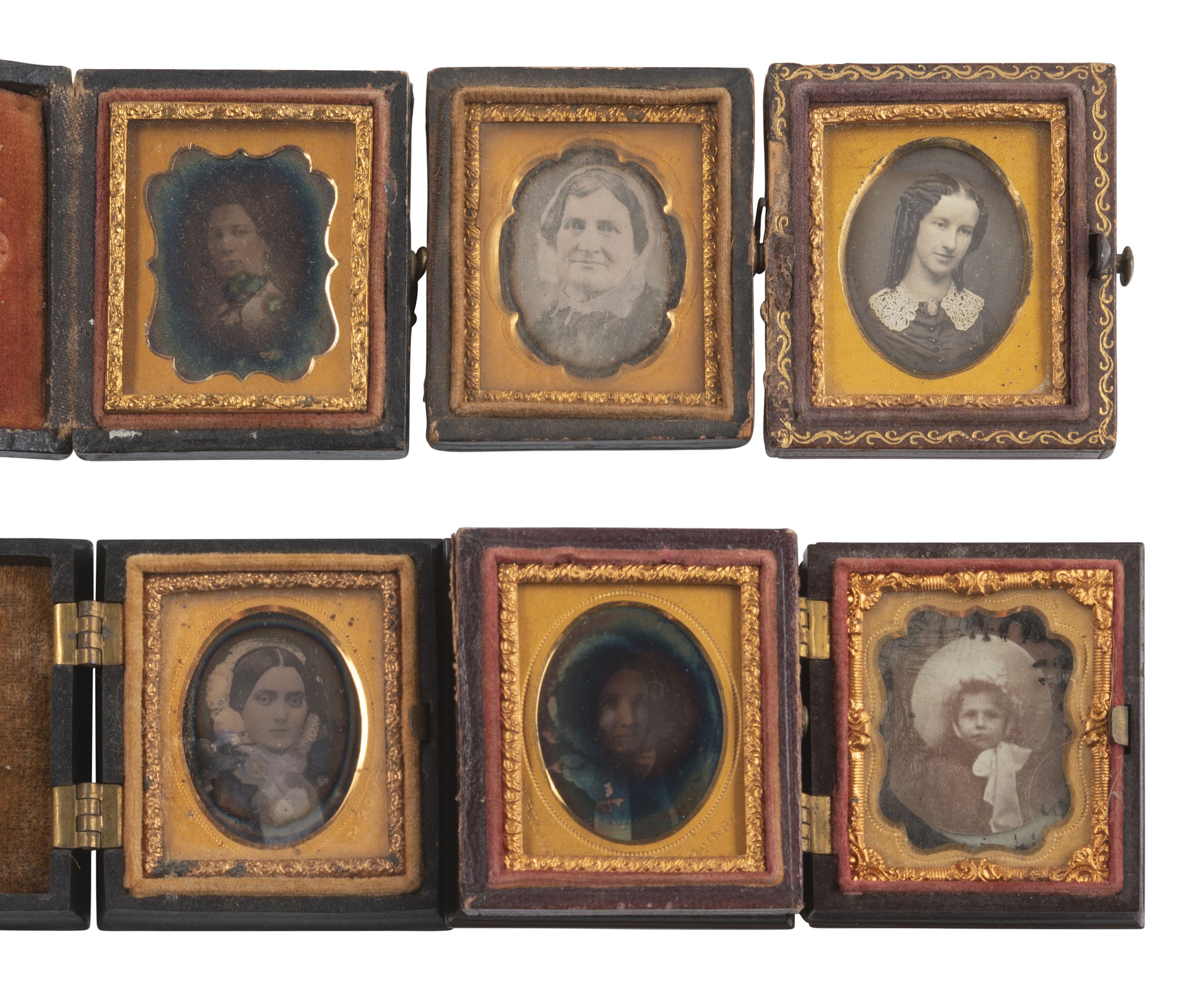 [EARLY PHOTOGRAPHY]. 74 sixteenth plate daguerreotypes of men, women, & children of varying ages.
